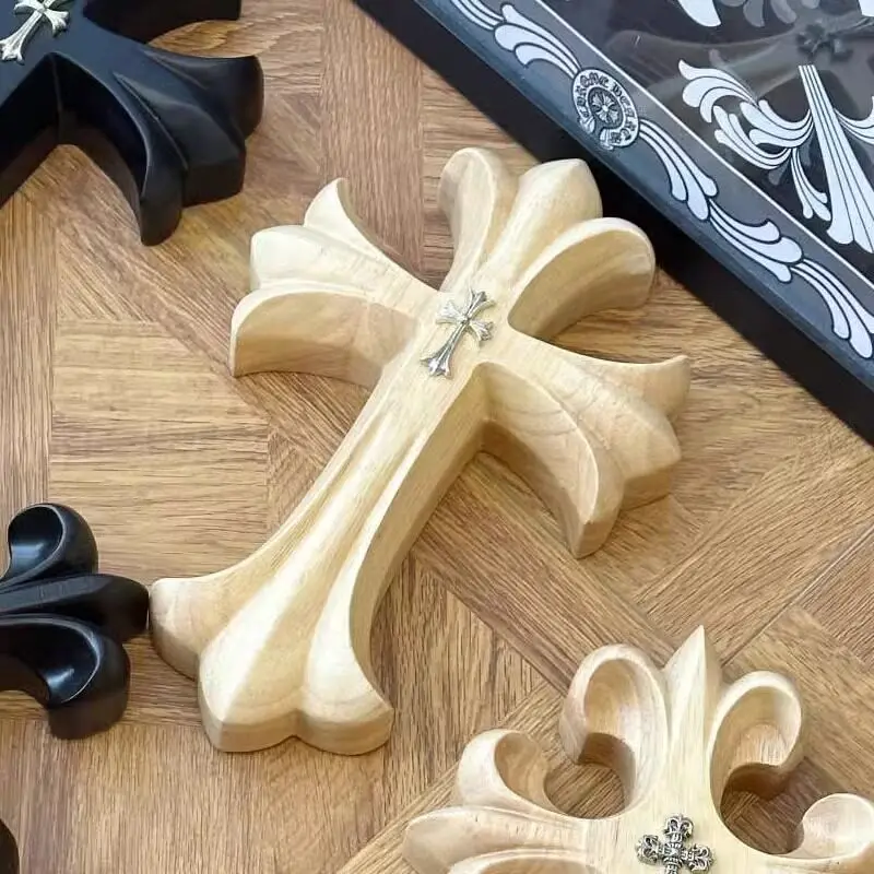 home solid wood carving single product cross flower silver jewelry heavy industry retro living room large desktop