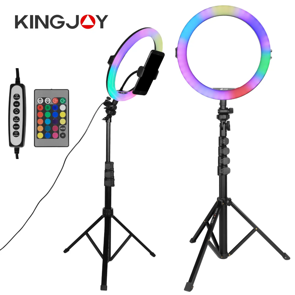 

AFI 10“ RGB LED Ring Light Tripod Selfie Color Fill Light Stand Photography Studio Lamps Holder for Phone Live Tiktok Video Vlog