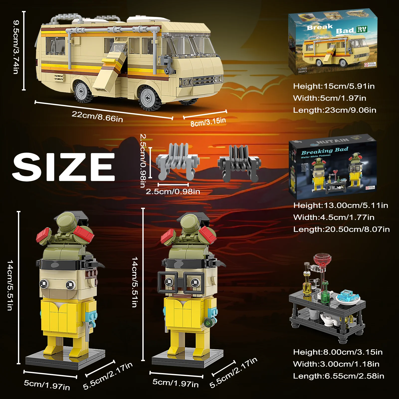 721PCS Classic Breaking Bad RV White and Pink Characters Model 3-in-1 Movie Protagonist Building Blocks Toy for Kids Adults