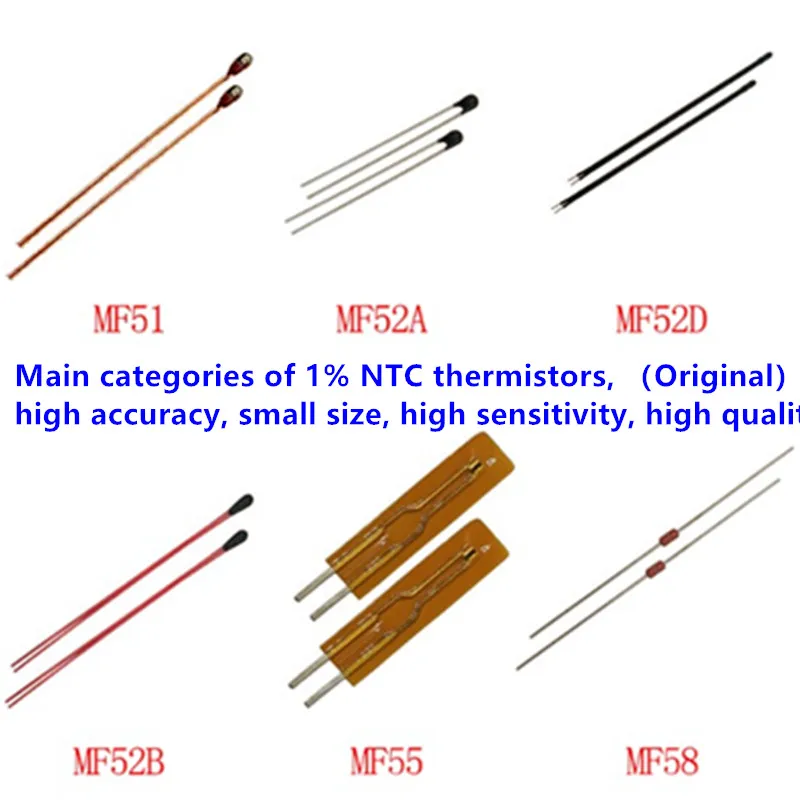 10PCS original NTC thermistor enameled wire 1% MF52B 10K50K100K negative temperature coefficient temperature control sensor smal