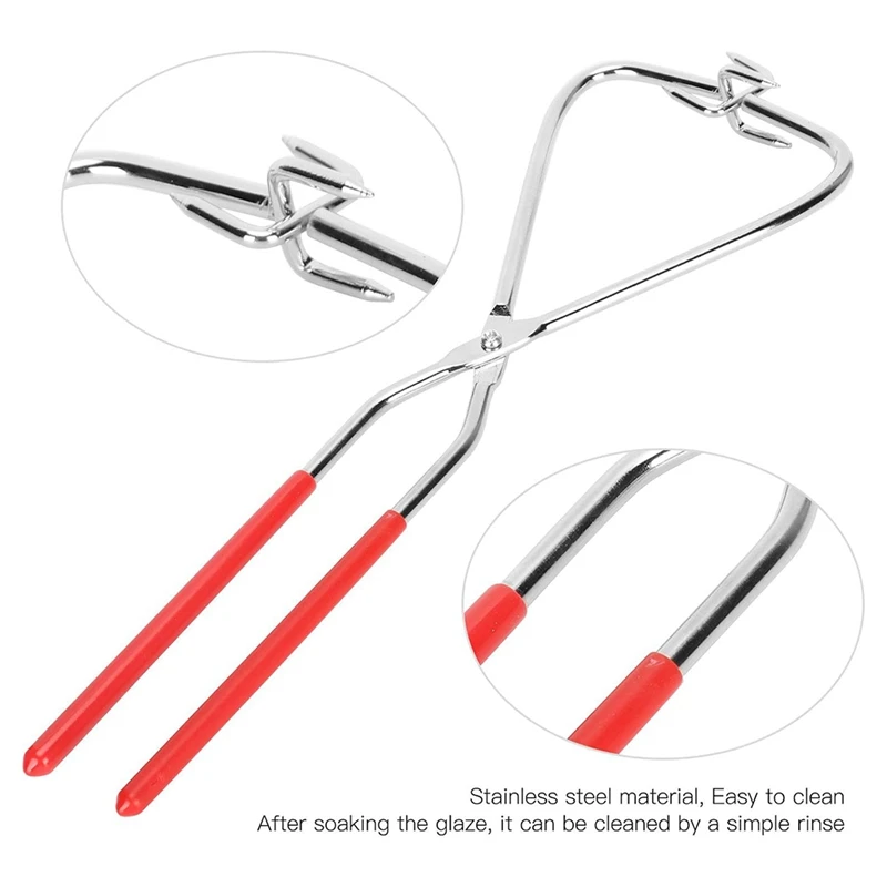 ABMK 2Pcs Dipping Tongs Glazing Tools, 12.8 X 4.1 Inch Stainless Steel Pottery Glazing Tools, Glazing Tongs For Pottery