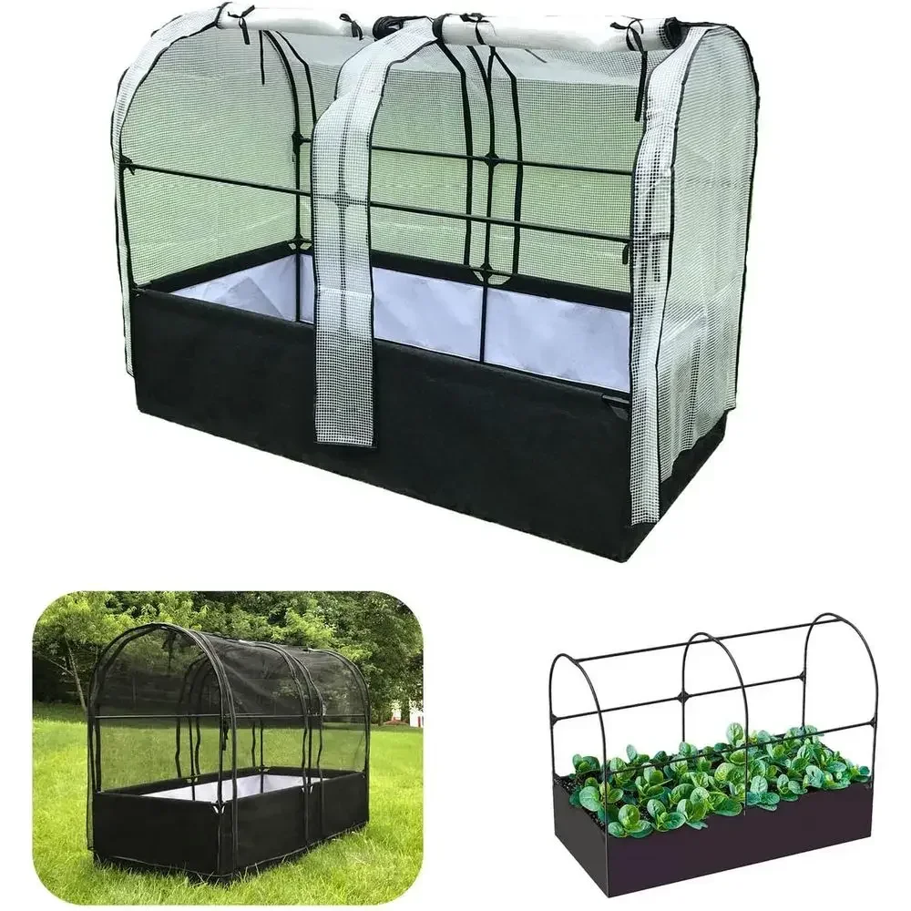 3-in-1 Garden Solution: Fabric Raised Bed, Greenhouse, and Protective Net (36x72x53)