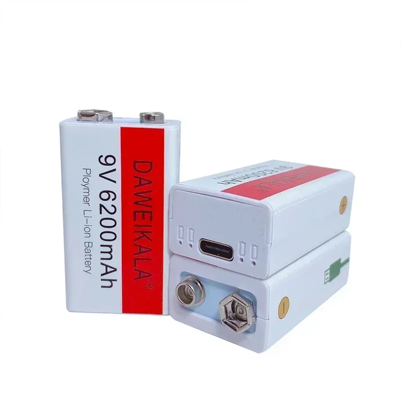 100%Original 9V USB rechargeable Li-Ion battery 9V 6.8Ah is suitable for camera and other series of electronic products+USB line