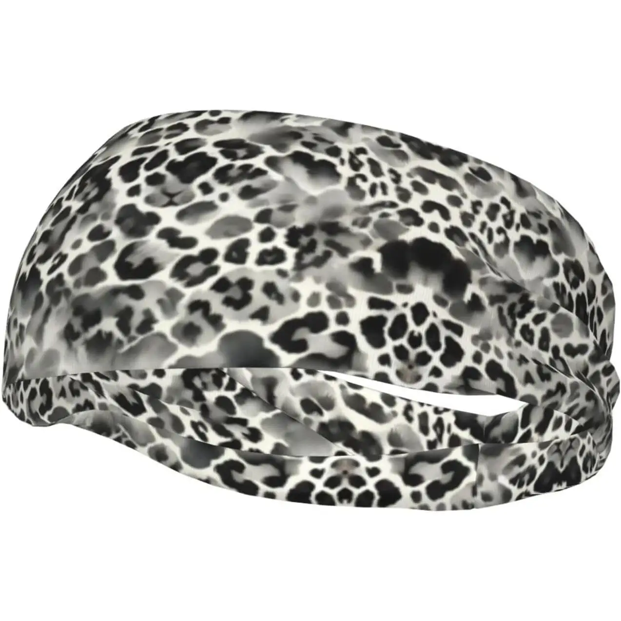 

Mens Running Headband Womens Sweatband Leopard Print Greyscale Sports Hairband for Running Basketball Fitness