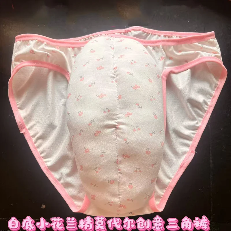 Men Cotton Ice Silk Satin Lingerie Panties Sissy Crossdresser Hideable Plus Size Underwear Sexy Briefs