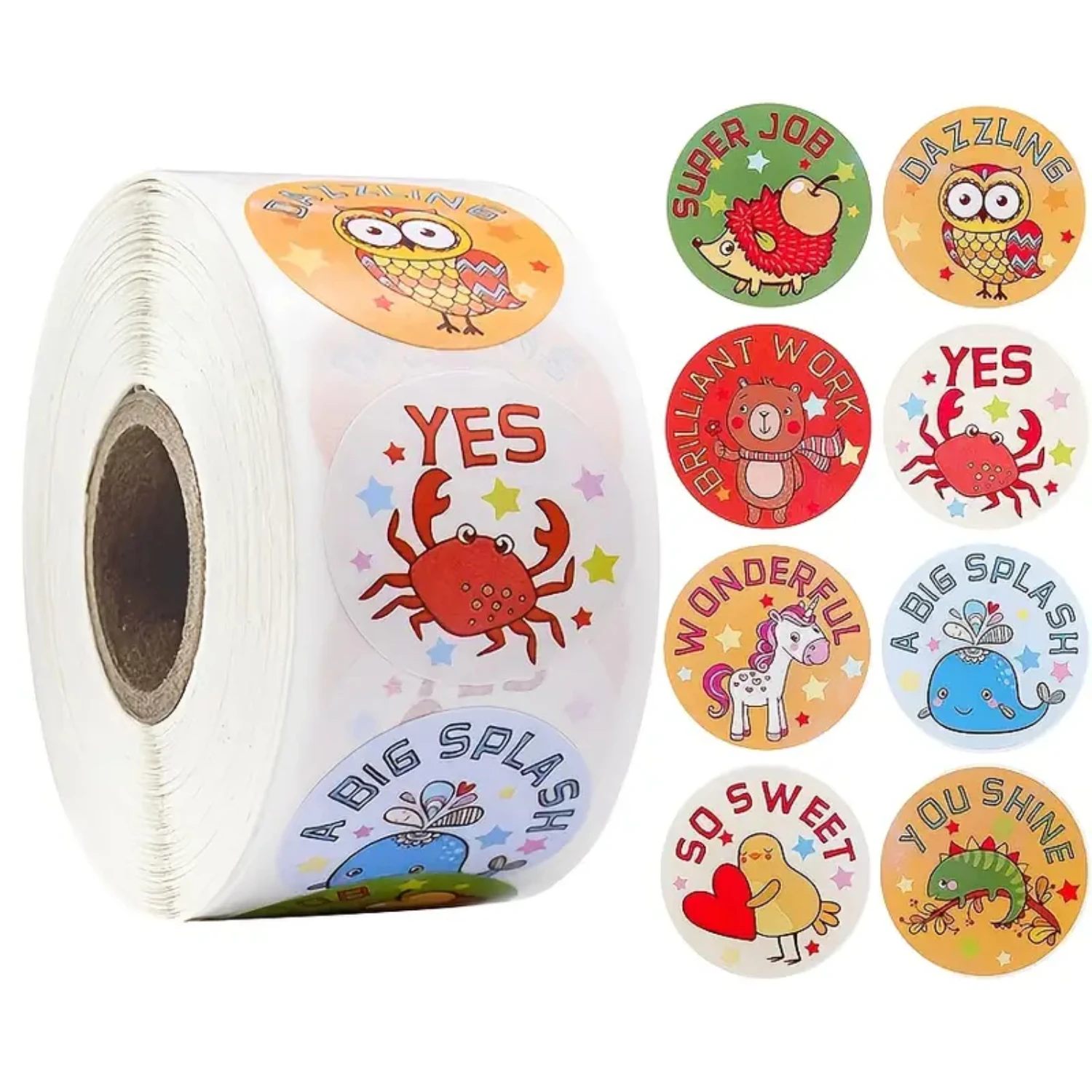 Fun Animal Patterned Thank You Labels, 500pcs Strong Self-adhesive Stickers for Children's Toys and Decorations