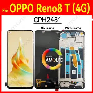 Bilashmart 6.43 OPPO Reno8 T 4G LCD With Frame Reno8T Reno 8T LCD CPH2481 LCD Display Screen Touch Panel Digitizer Sensor Assembly