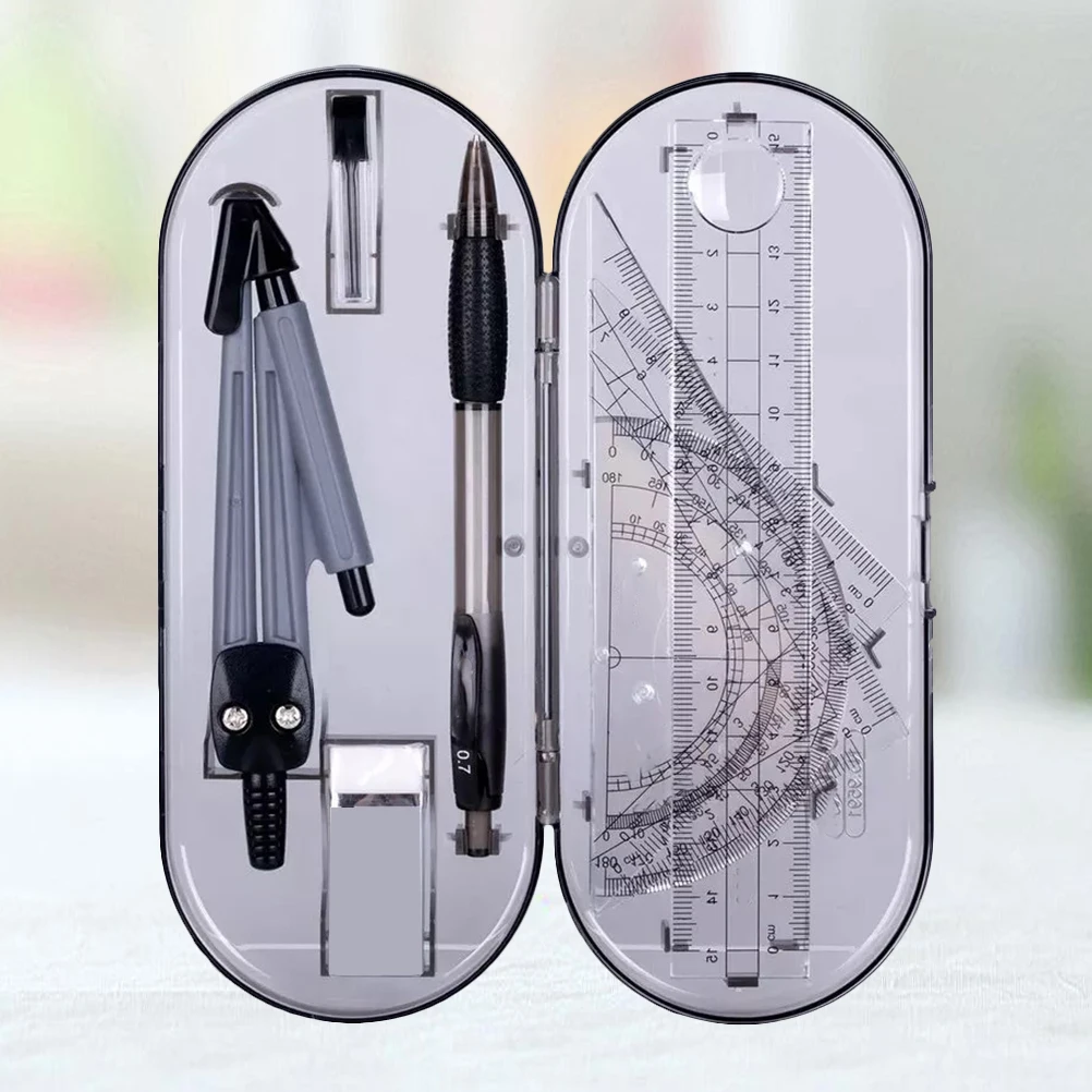 Drawing Kit Professional Ruler Set Lightweight Straight Triangle Compasses Tool for Students School Office Use