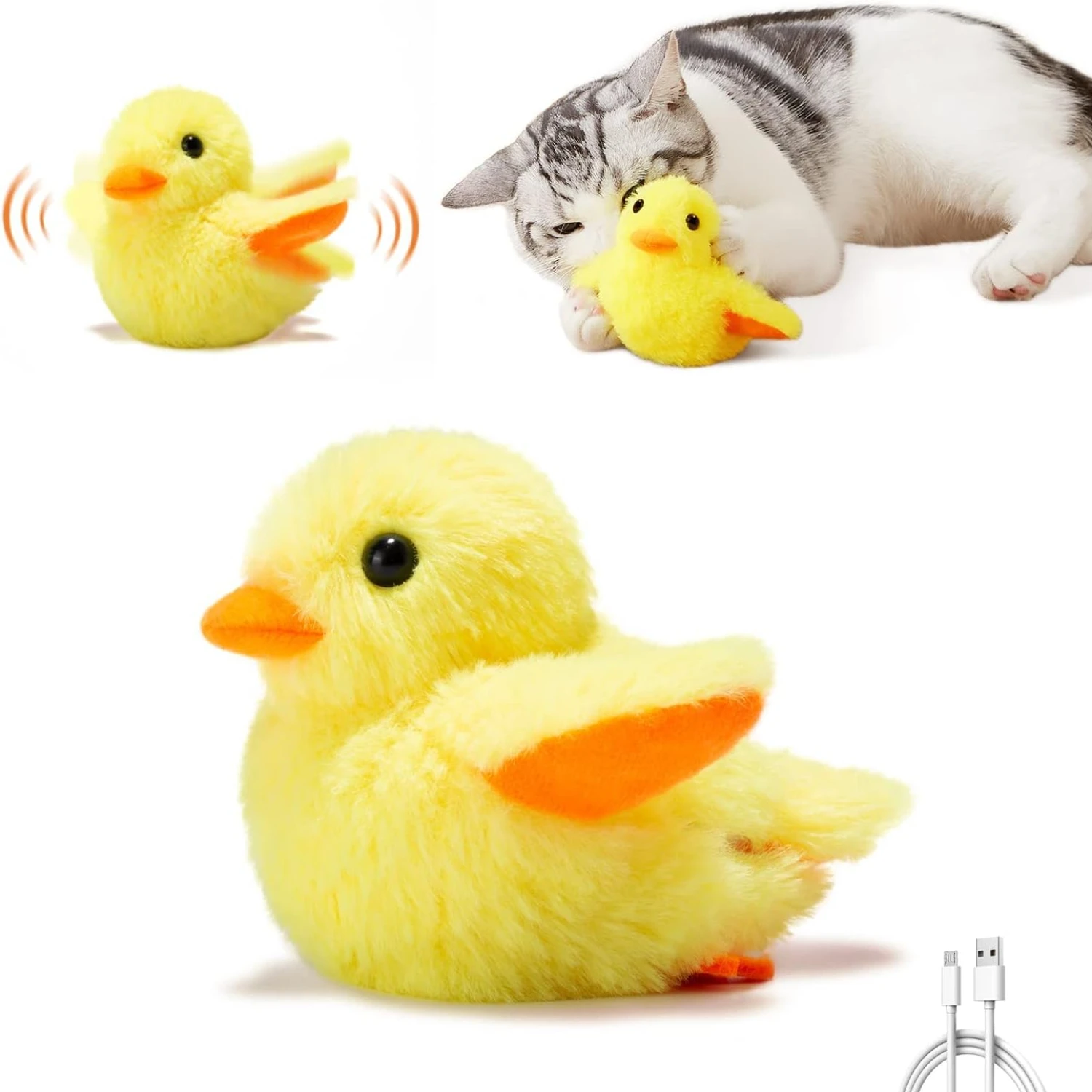 

Snowy Owl Cat Toys - Flapping Wings - Lifelike Bird Design - Rechargeable Touch Activated Kitten Toy - Interactive Catnip Kicker