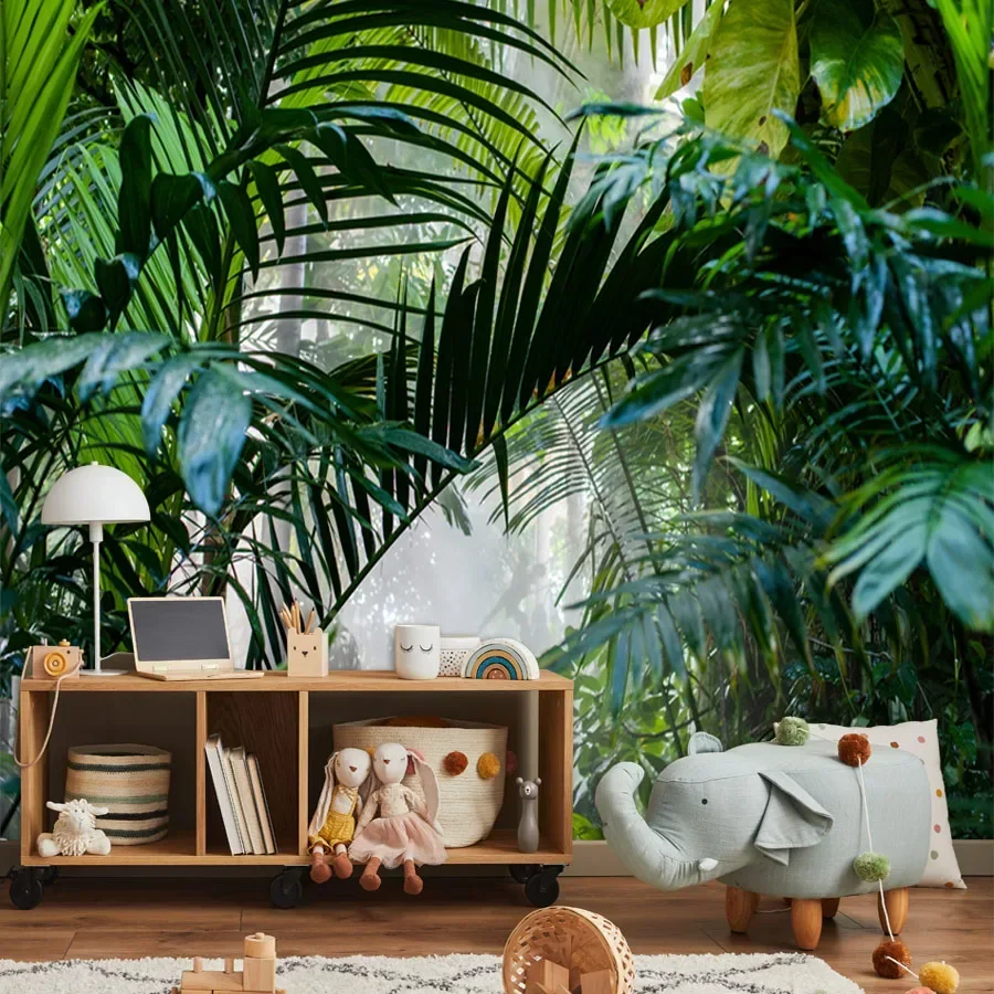 Removable Peel Stick Forest Wallpapers for Living Room Walls Papers Foggy Jungle Tree Leaves Decoracion Easy to Apply Sofa Mural