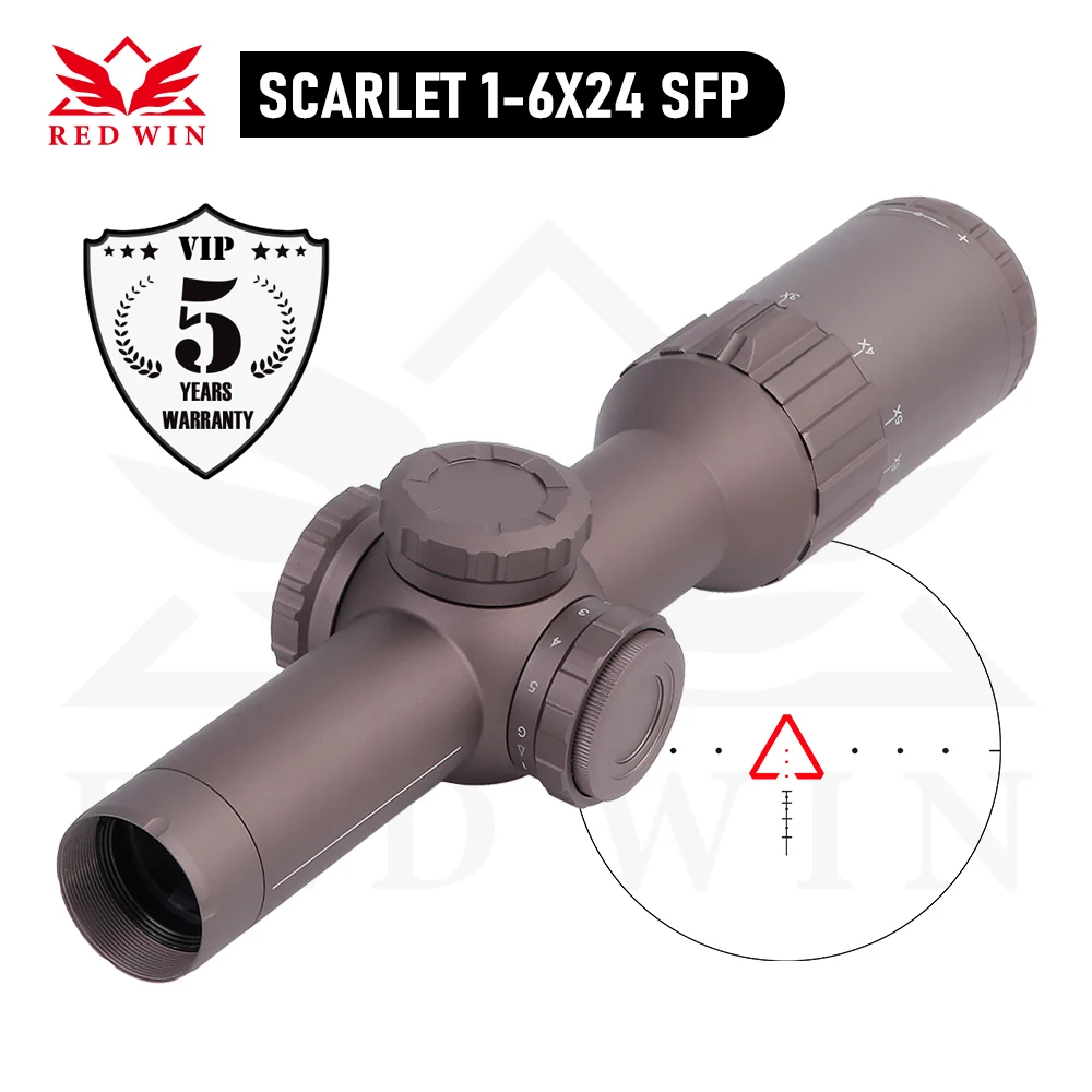 

Оптический прицел Red Win HD AR 1/2MOA, тактический, алый, 1-6x24SFP