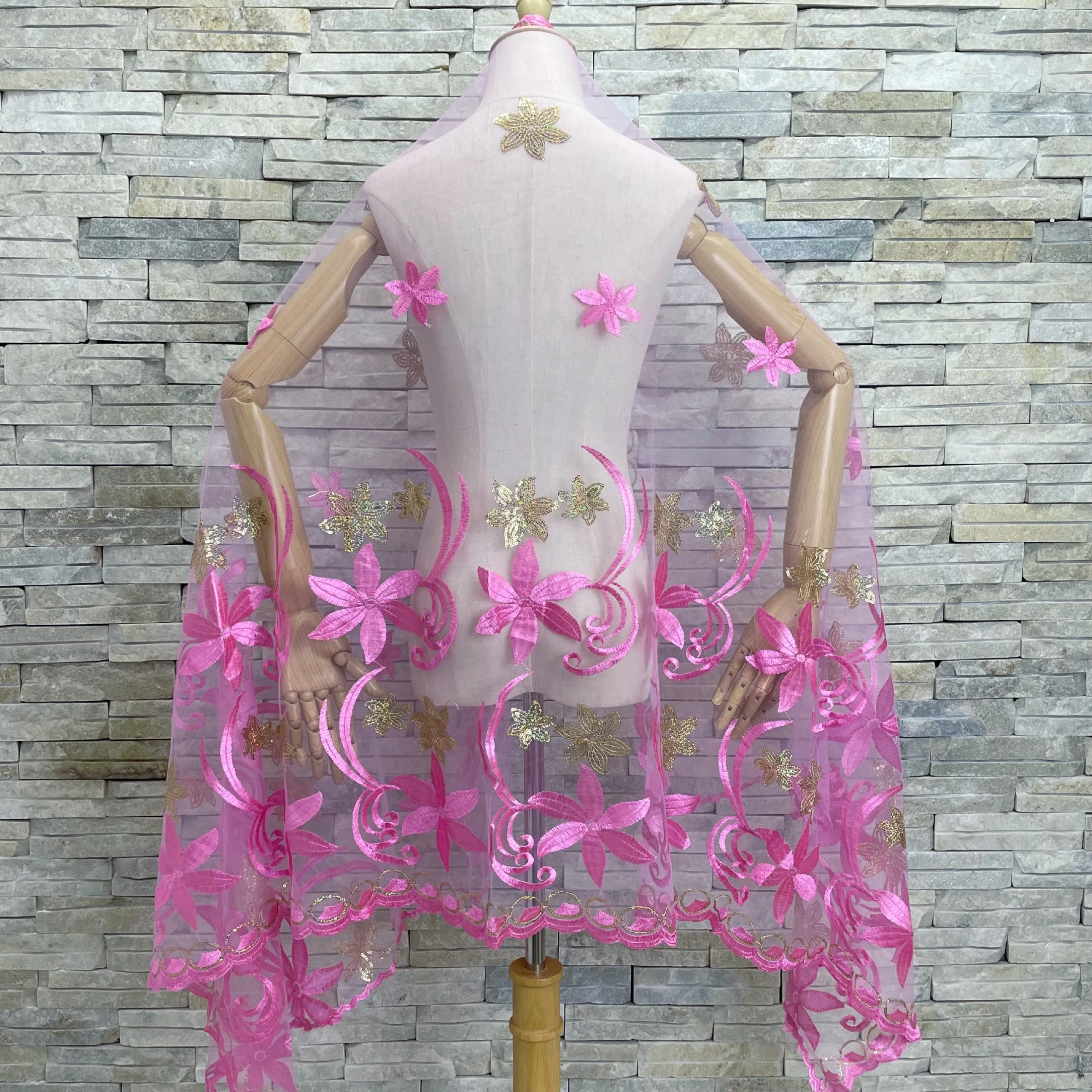 2022African Muslim Scarf Turban Women Net Scarfs Islamic Hijab Pashmina Sequin Embroider Ramadan Dubai Headband for Lady