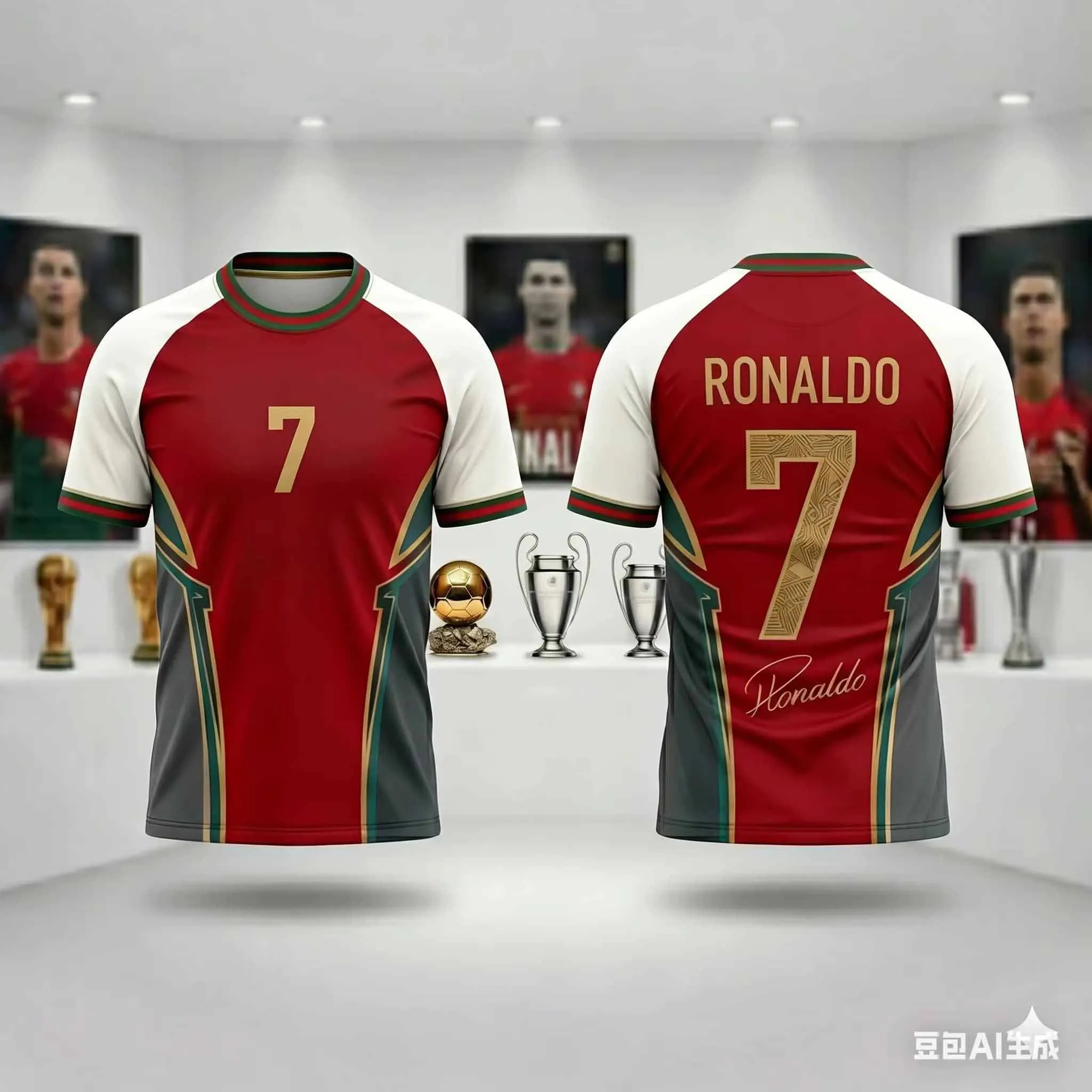 Ronaldo Rojo Blanco #   Camiseta de Fútbol de Portugal para Hombre, Transpirable, de Secado Rápido, Edición para Fanáticos, Uniforme de Entrenamiento