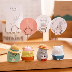 1pca Cute Cartoon animals Photo Stand Memo Clip Card Holder Message Note Holder Resin Office School Home Desk Decorations