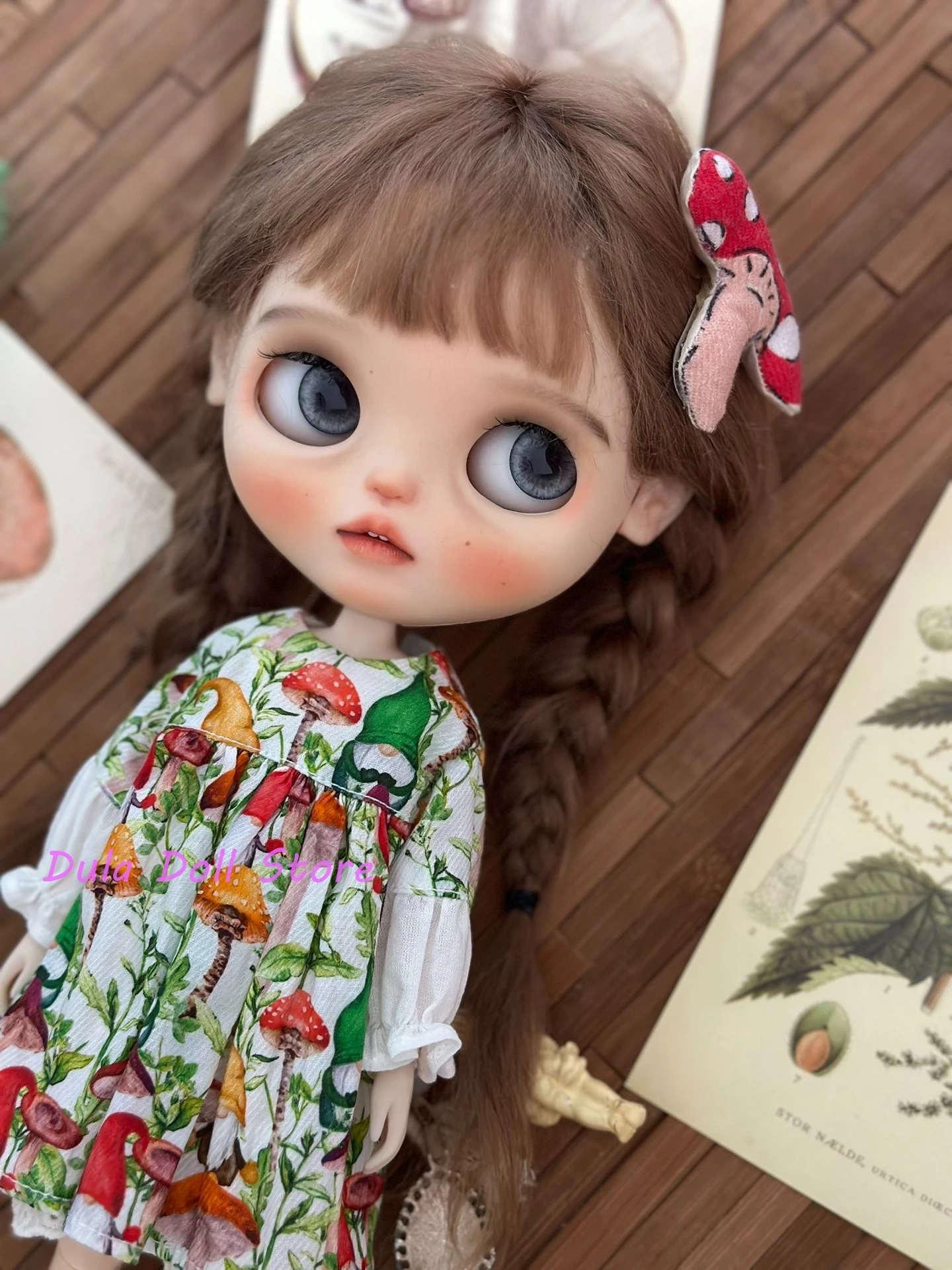 Dula Doll Clothes Dress handmade mushroom skirt Blythe Qbaby ob24 ob22  Licca ICY JerryB 1/6 body doll