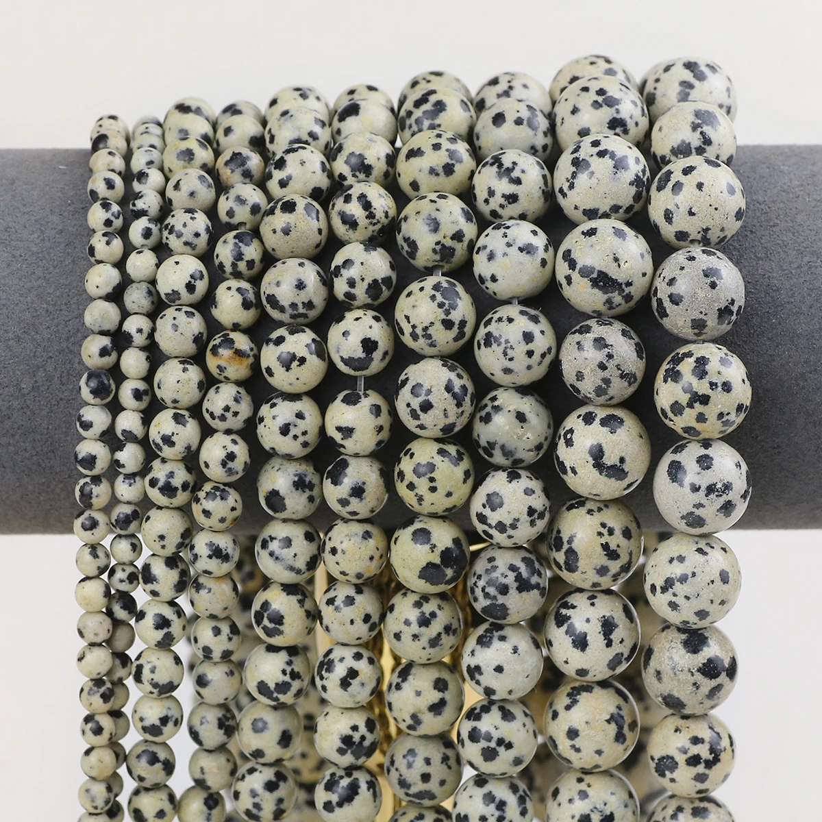 Natural Stone Spotted Dalmatian Printed Jasper Round Beads 15\