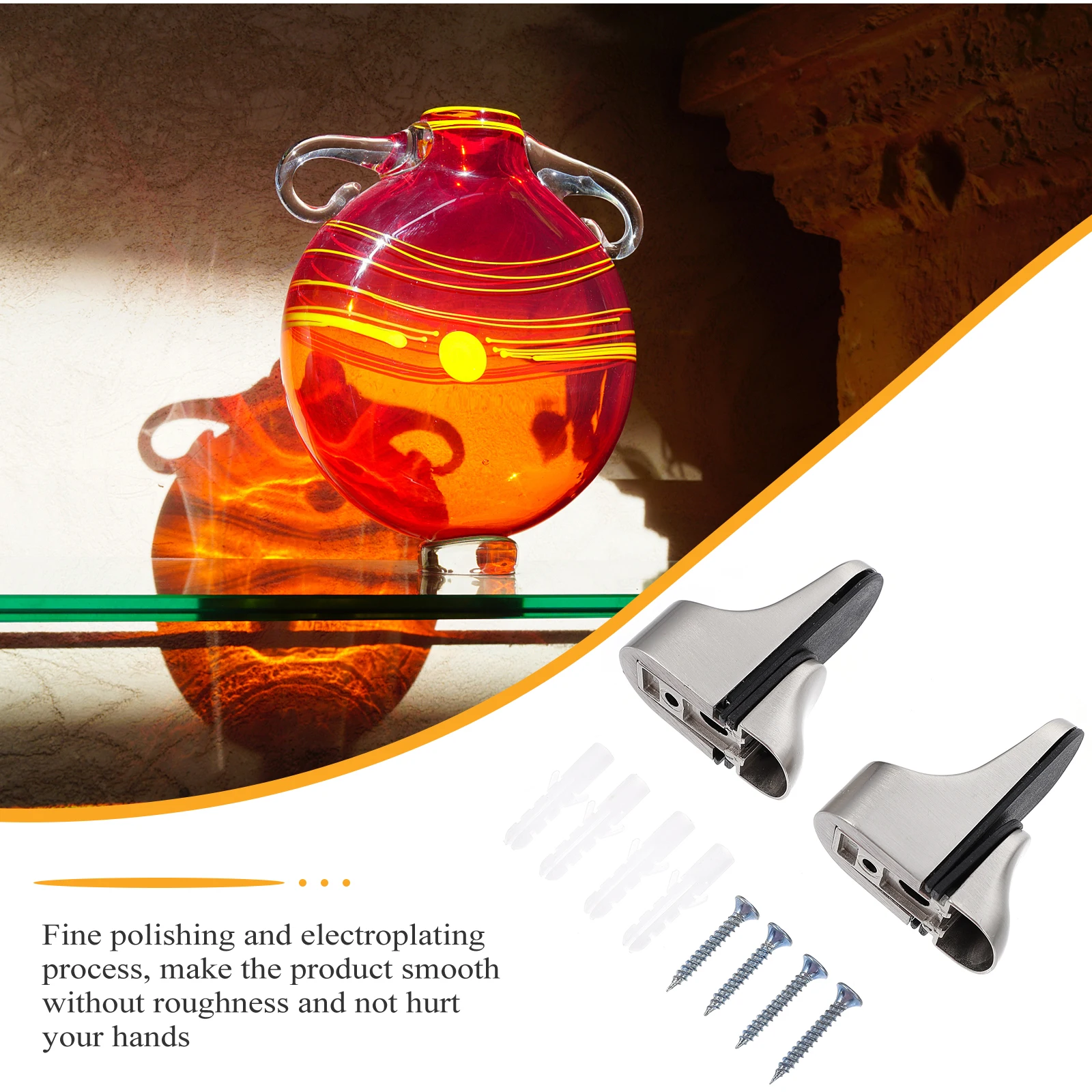 

2pcs Zinc Alloy Clamps Silver Panel Clip For Glass Shelf Brackets Adjustable Mounting Holder Durable Glass Fixing Bracket