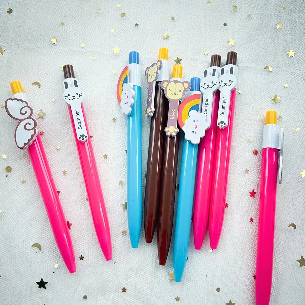 4 PCs Kawaii Cartoon Animal Ballpoint Pen Korean Stationery School Supplies Cheap Items Stationary Office Accessories Prize Gift