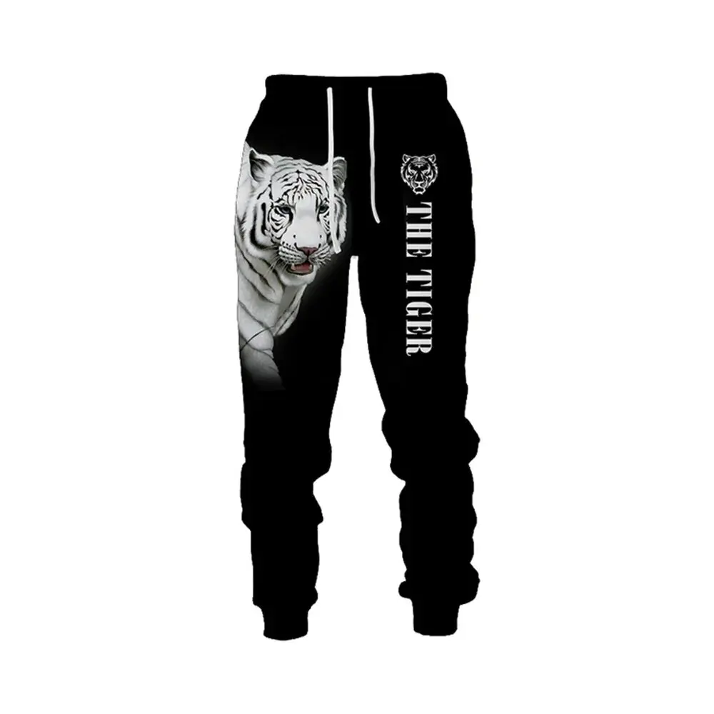 Fashion autumn men's sports pants with animal patterns tiger 3D printed pants unisex street casual sports jogging pants K0138