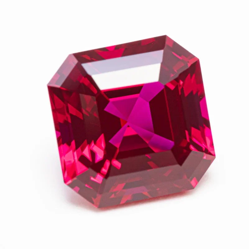 Top Lab Grown Ruby Square Red Color Asscher Cut VVS1 Gemstone Charms DIY for Jewelry Making Material Selectable AGL Certificate