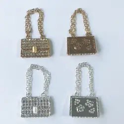 4Pcs Chic Mini Rhinestone Handbag Bag Keychain Decoration Women Jewelry Key Chain Small Gift Junk Phone Case Doll House Charm