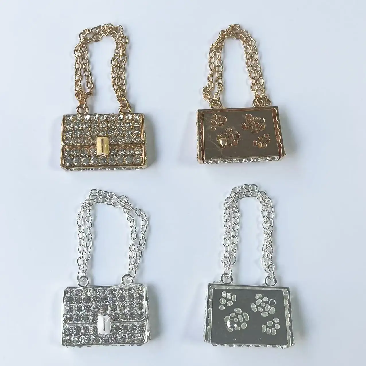 4Pcs Chic Mini Rhinestone Handbag Bag Keychain Decoration Element Women Jewelry Key Chain Small Gift Junk Phone Case Charm