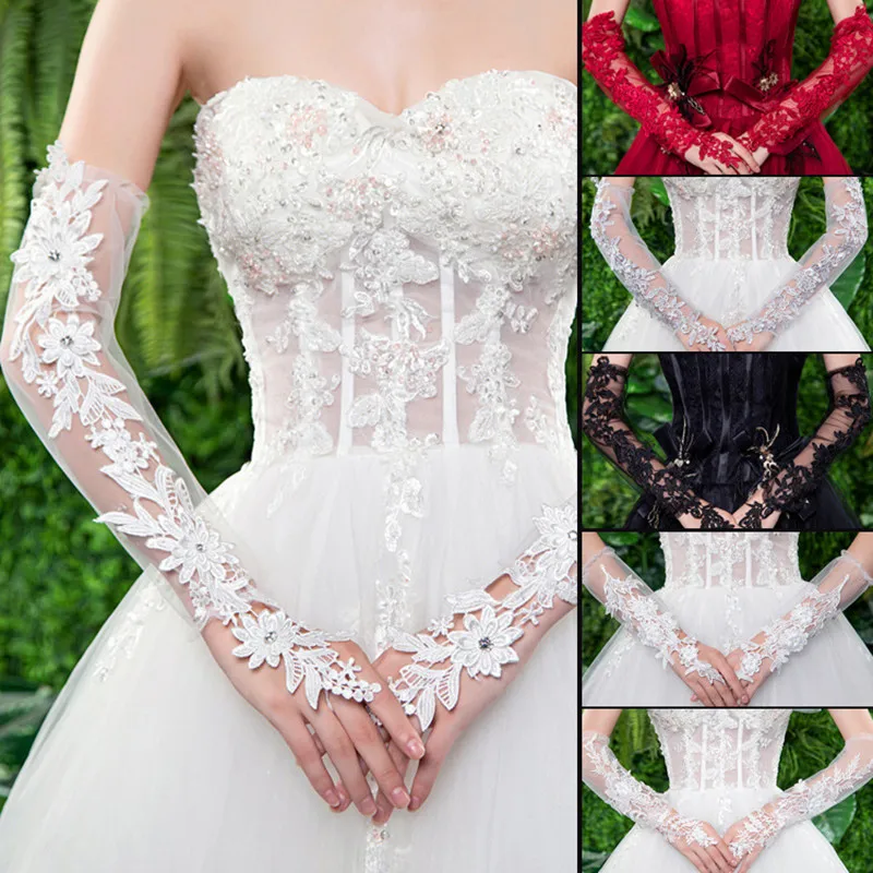 

New lace plus long thin bridal gown gloves