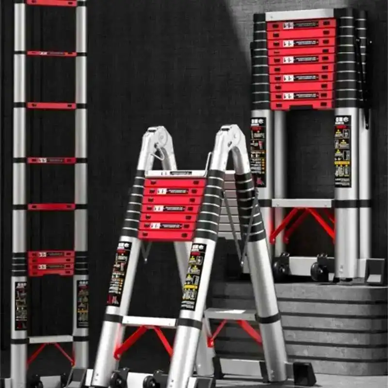 

Multifunctional Lifting Step Ladders Home Herringbone Telescopic Ladder Aluminum Alloy Portable Engineering Folding Ladders A