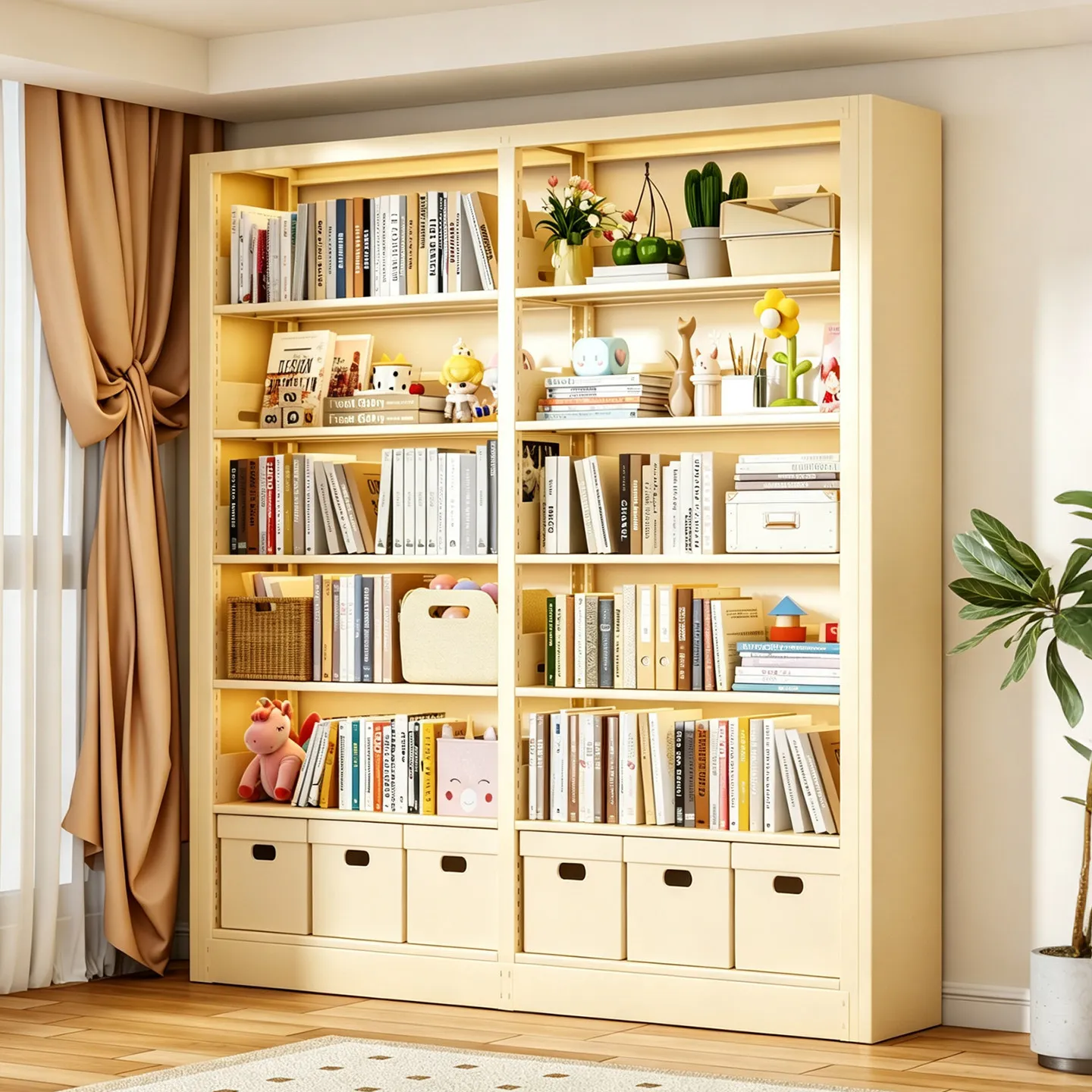 Library bookshelves Multi-layer floor shelves Steel bookcases Integrated against the wall Children's picture book shelves Iron