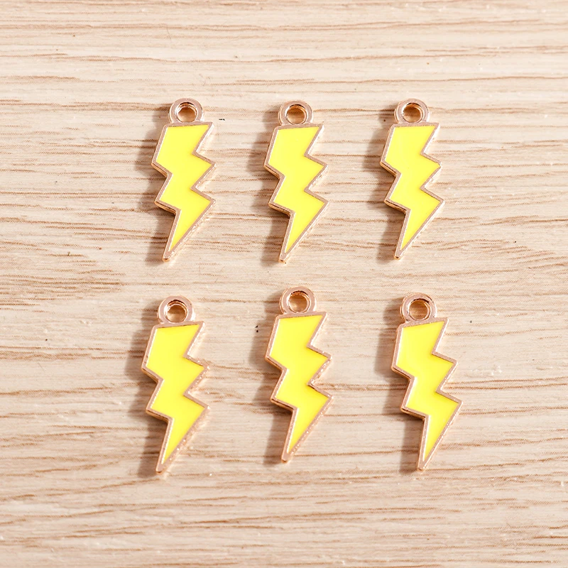 10 Stück niedliche, bunte Emaille-Anhänger in Form von Blitz, Mond und Wolken für die Schmuckherstellung, Ohrringe, Anhänger, Halsketten, DIY-Bastelarbeiten und Accessoires. – Detail 10