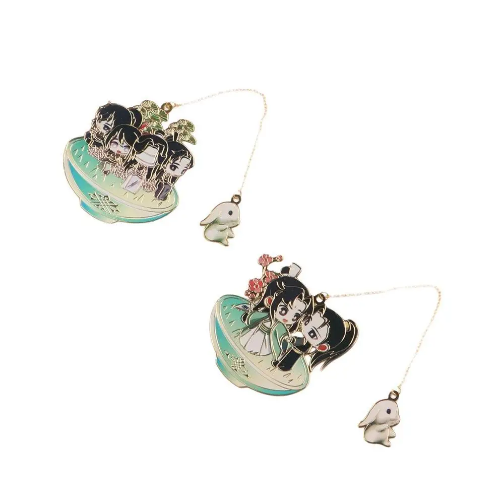 เครื่องเขียนการ์ตูนสำหรับนักเรียน เว่ยอู่เซียน หลานหวังจี โมเต้าจูซือ ที่คั่นหนังสือโลหะ ที่คั่นหนังสือแบบโปร่ง ที่คั่นหนังสือแบบคลิปหนีบกระดาษ