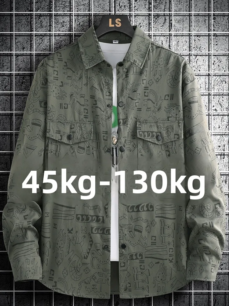 

Мужская рубашка больших размеров с длинным рукавом, весенне-осенняя, с граффити-принтом, свободного кроя, рабочая одежда, из полиэфирного волокна, молодежная модная повседневная рубашка