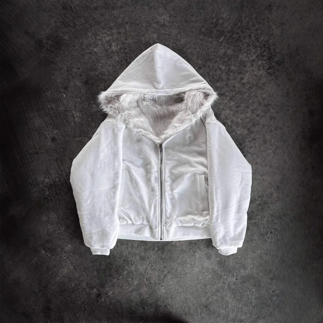 

Осенне-зимнее утепленное черное двустороннее пальто-парка большого размера из искусственного меха для мужчин с капюшоном на молнии, пушистая куртка, пальто с капюшоном