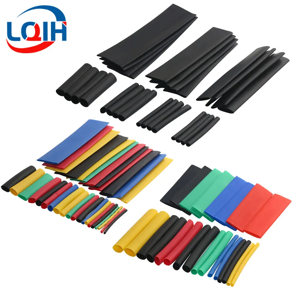 127/328/530Pcs Heat Shrink Tube Sleeving Tubing Assortment Kit Electrical Connection Wire Wrap Cable Waterproof Shrinkage 2:1