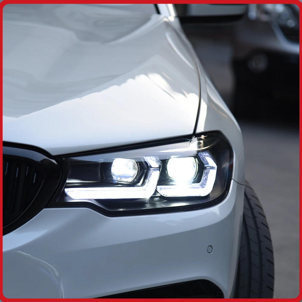 For BMW 5 Series G30 2018-2021 Headlights Assembly Upgrade LED Lens Streamer Turn Signal Light Plug and Play Startup Effect