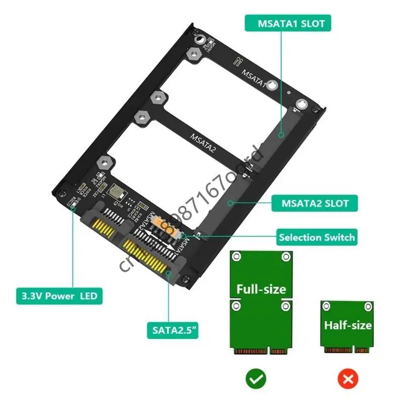 

Duals mSATA SSD to 2.5" Sata3.0 SSD Hard Drive Converter for PC Laptop Card 634A