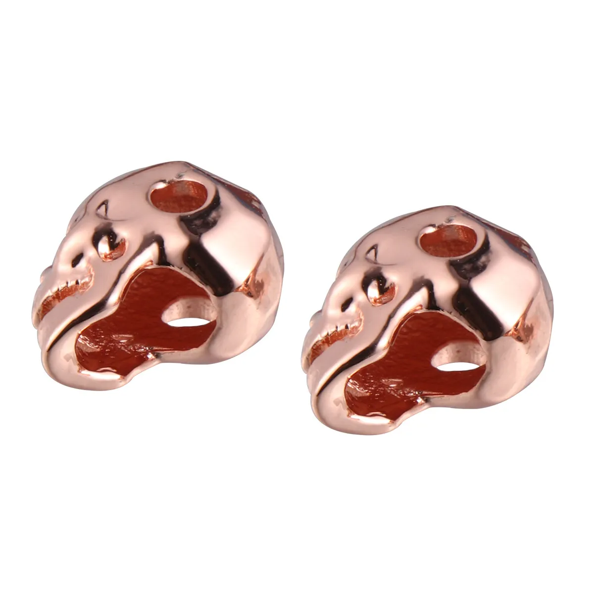 2Pcs Rose Gold Skull Charms Copper DIY Jewelry Pendants for Necklace Bracelet Earrings Keychain Anklet Sweater Chain Cosplay