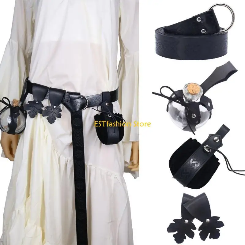 Y5GC 1 set middeleeuwse kostuumset riem drankje fles mok houder rok wandelingen Halloween accessoires