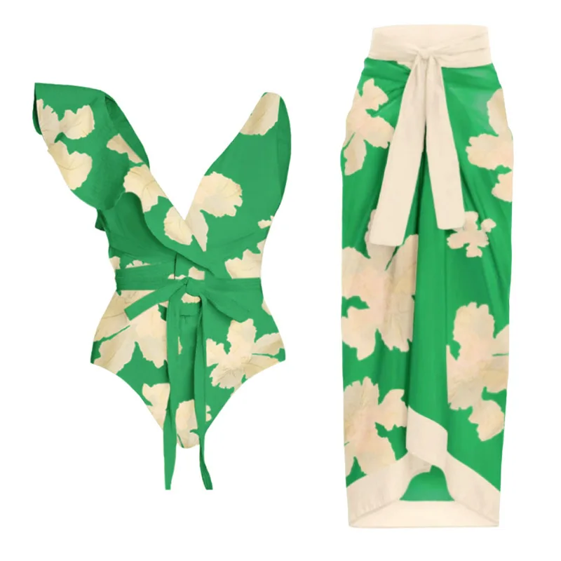 

Новый цельный купальник с принтом, пляжное бикини для отдыха