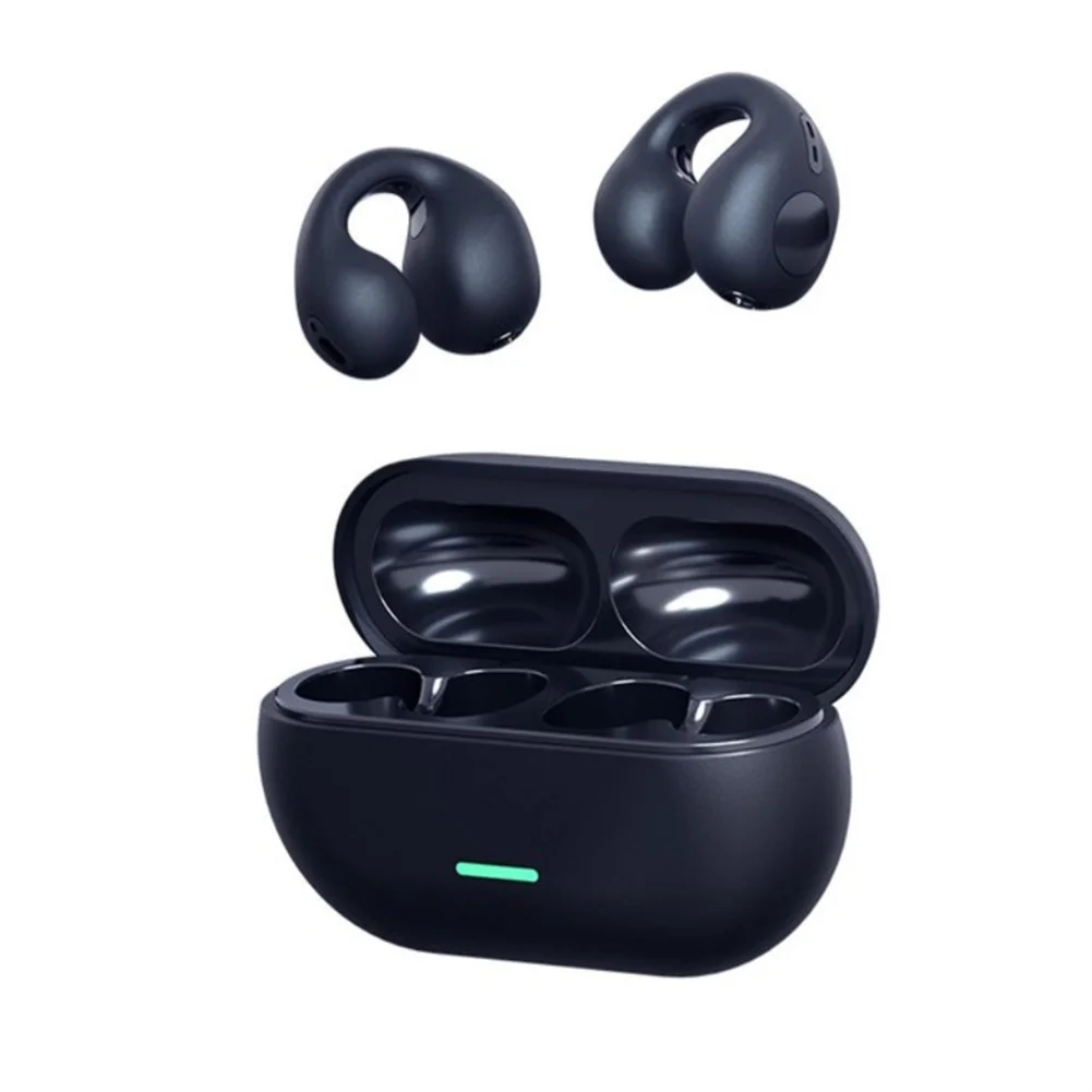 

Clip-On Bone Conduction Headphones Touch Control Stereo Sound Wireless Earphones For Workouts Running Work