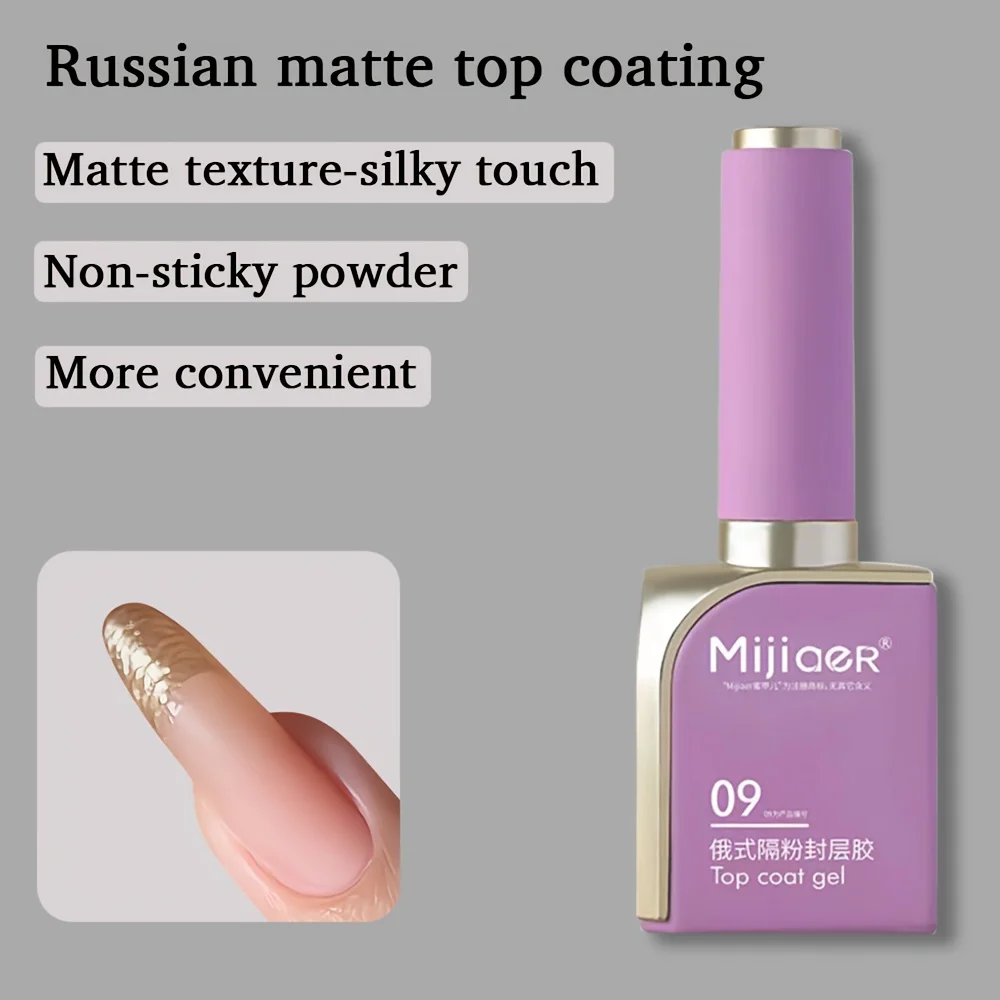 طلاء أظافر جل عملي من Mijiaer - معطف علوي روسي بلوري، مسح مخملي غير لامع، مسحوق مرآة غير لامع ولا يغسل يدوم طويلاً #3