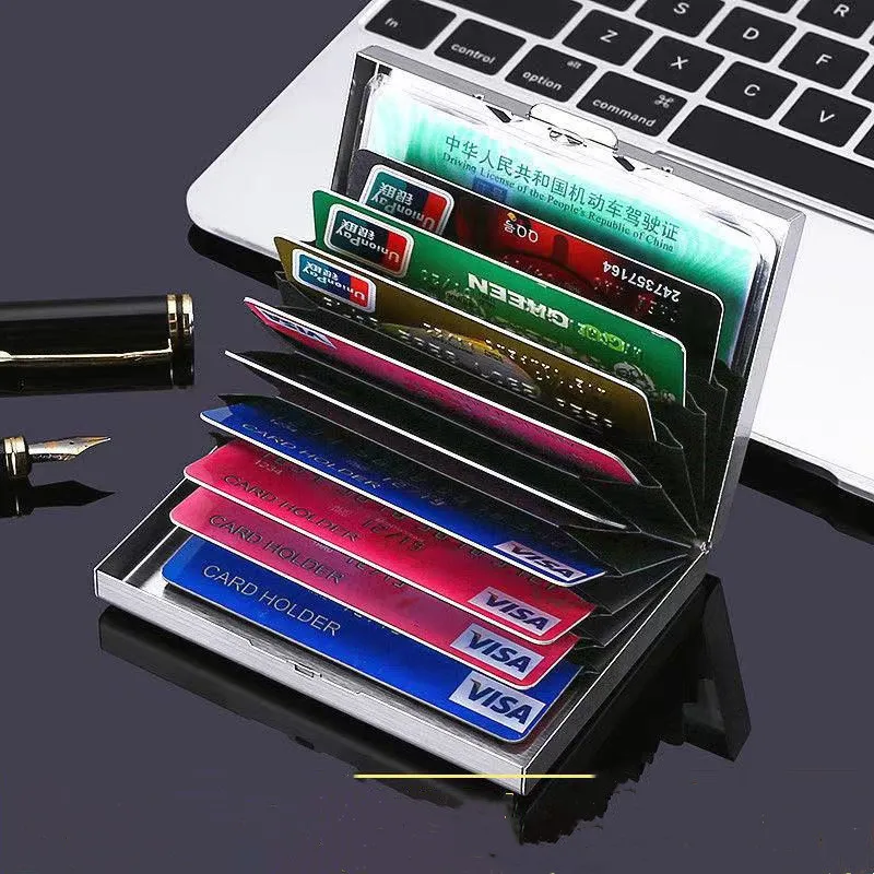 Metal Men Credit Card Holder Organ Id Storage Coin Container  Mobile Phone Bag Bussiness Purse Money Wallet