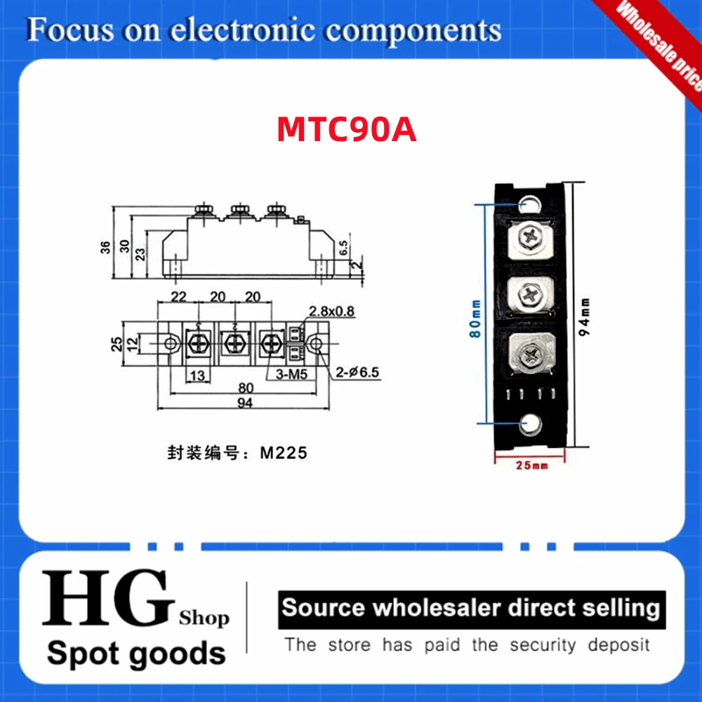 Thyristor module 90A MTC90A1600V MTC90-16 Thyristor soft start electric heating special M225 package