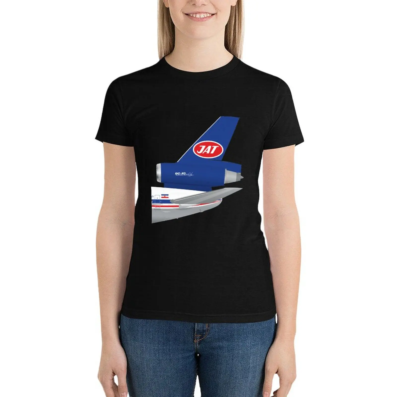 Vleugels In Uniform-DC-10-Jat Jugoslav Airlines 70S T-Shirt Kawaii Kleding Vrouw Kleding