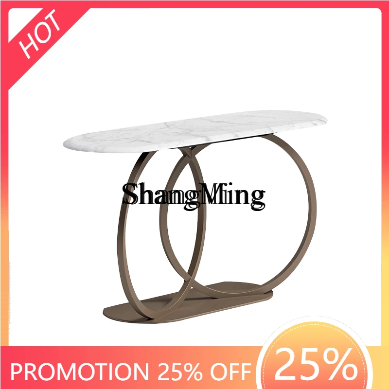 FG good-looking Luxury Entrance Table Modern Simple Stainless Steel Marble Decorative Shelf