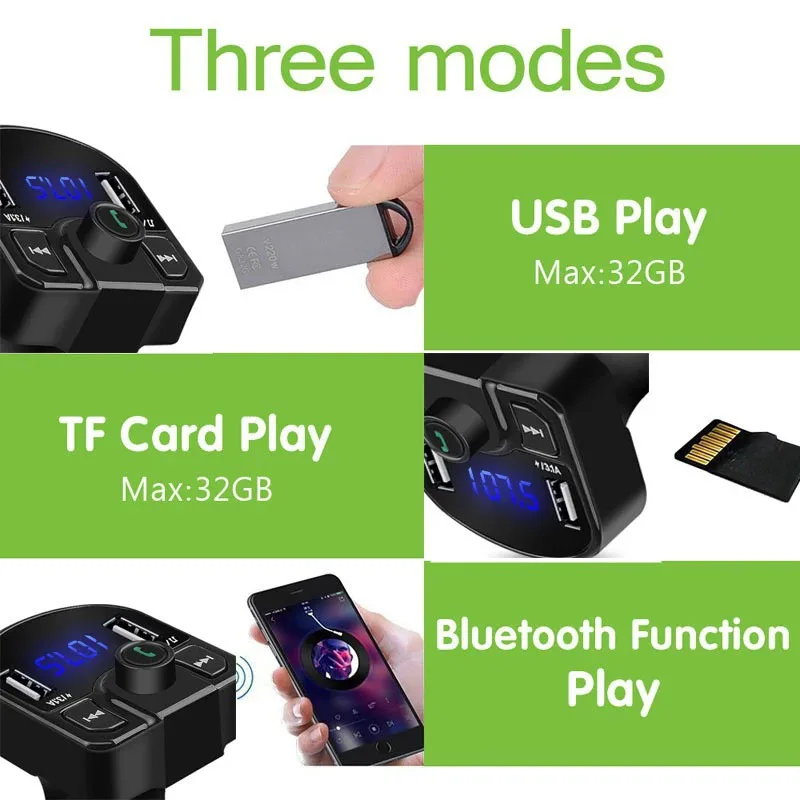 รถ Dual USB Fast Charger เครื่องส่งสัญญาณ Fm Bluetooth 5.0 ชุดแฮนด์ฟรี Audio Modulator Mp3 Player เครื่องรับสัญญาณเสียง