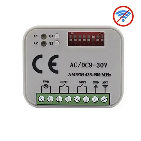 다목적 RX-MULTI 수신기 컨트롤러 – AC/DC 9V-30V, 2채널, 300MHz ~ 868MHz, 433MHz 지원, 차고 문 및 게이트 원격 제어 스위치