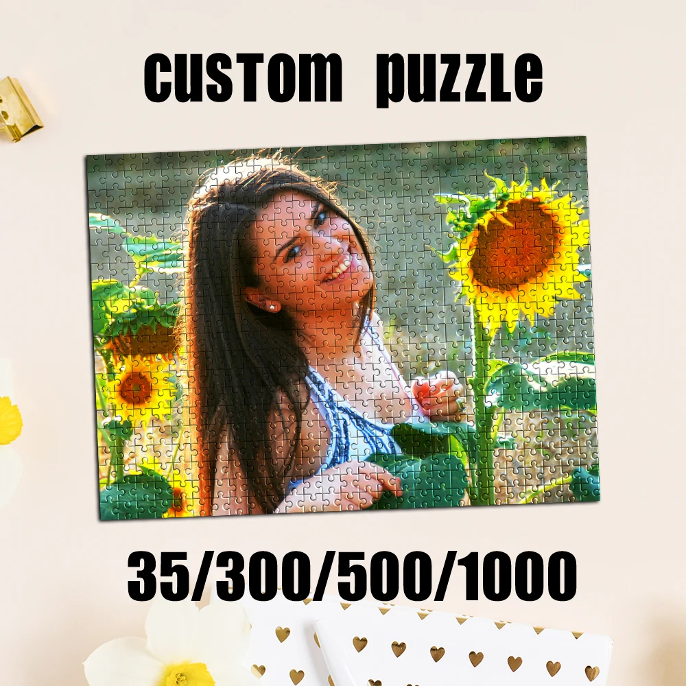 

35/300/500/1000 шт. Персонализированные фото-пазлы с портретом на заказ, игрушка для самостоятельной сборки, украшение, коллекционный подарок, подарок на Рождество