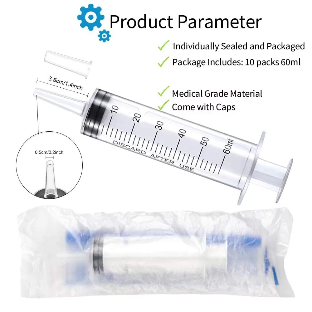 4Pcs 60ml/cc Large Syringes Tools Catheter Tip with Measurement for Oil or Glue Applicator , Measuring Liquids, Feeding Pets