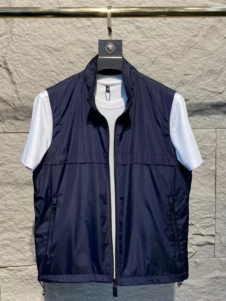 

Fall Men's New Zipper Collar Vest Faionable Versatile Haome Trendy High-End European Sle Slim Fit Casual Youth ular